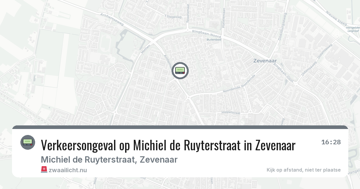 Verkeersongeval op Michiel de Ruyterstraat in Zevenaar — 14 mrt 2026
