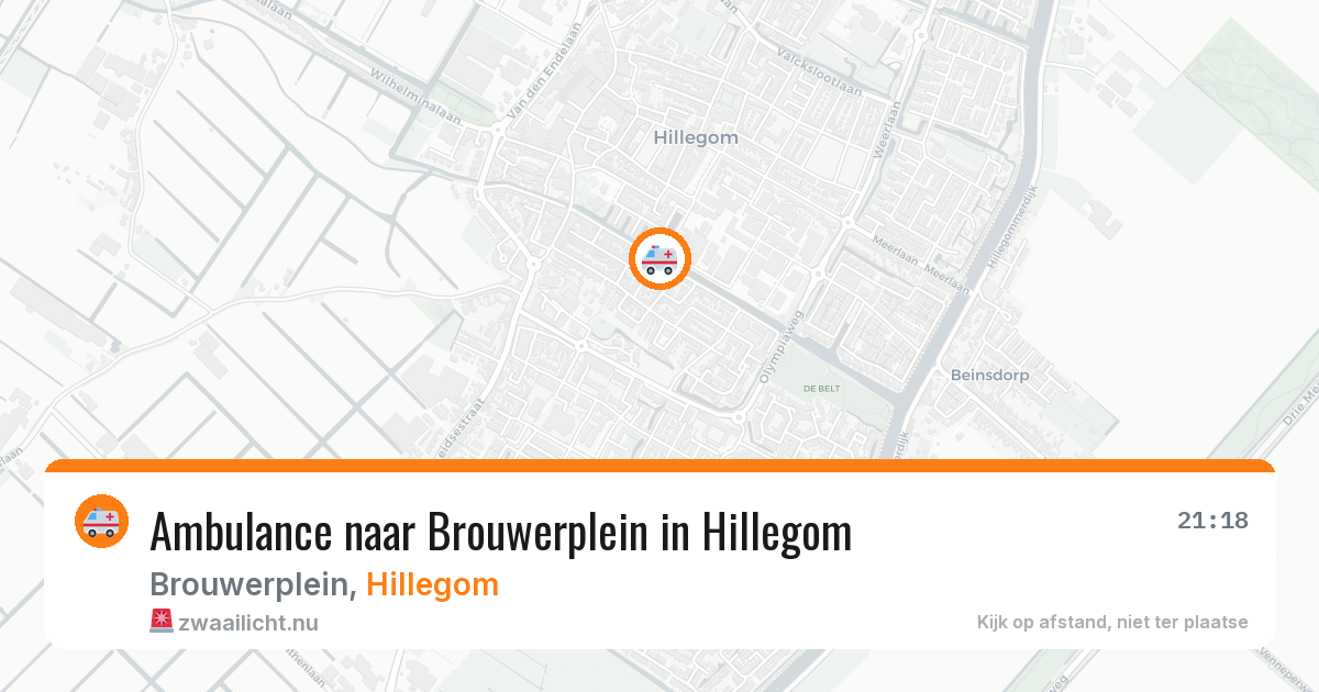 Ambulance naar Brouwerplein in Hillegom — 20 jul 2026
