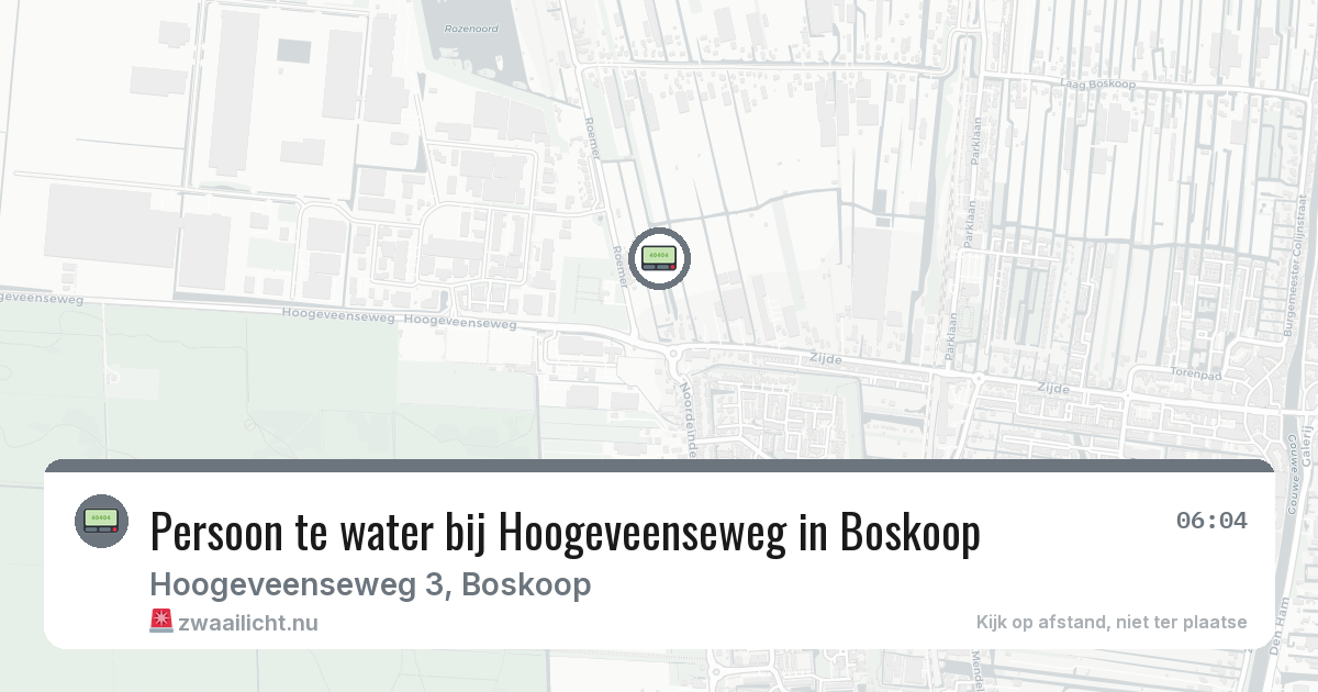 Persoon te water bij Hoogeveenseweg in Boskoop — 28 feb 2026