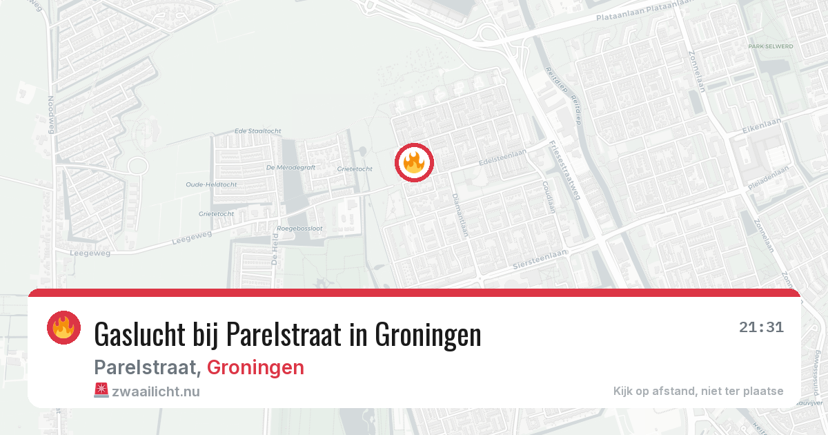 Gaslucht bij Parelstraat in Groningen — 3 jun 2026