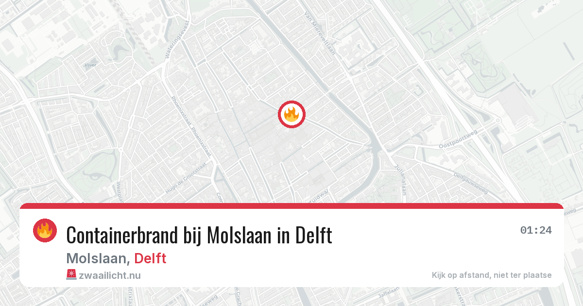 Containerbrand bij Molslaan in Delft — 5 jun 2026