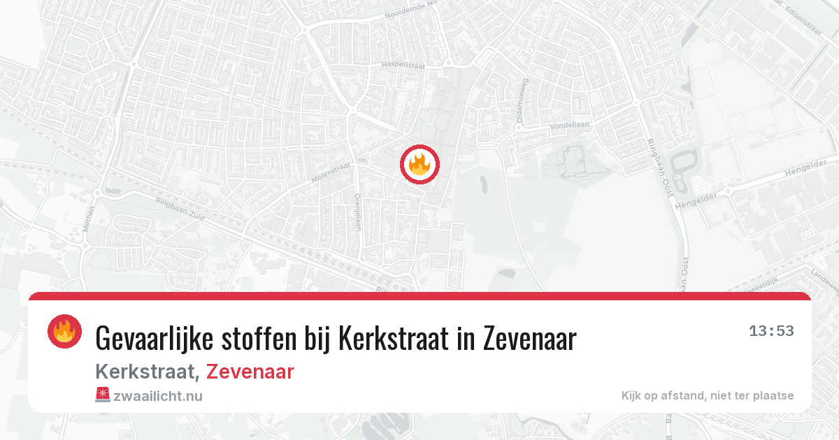 Gevaarlijke stoffen bij Kerkstraat in Zevenaar — 16 jul 2026