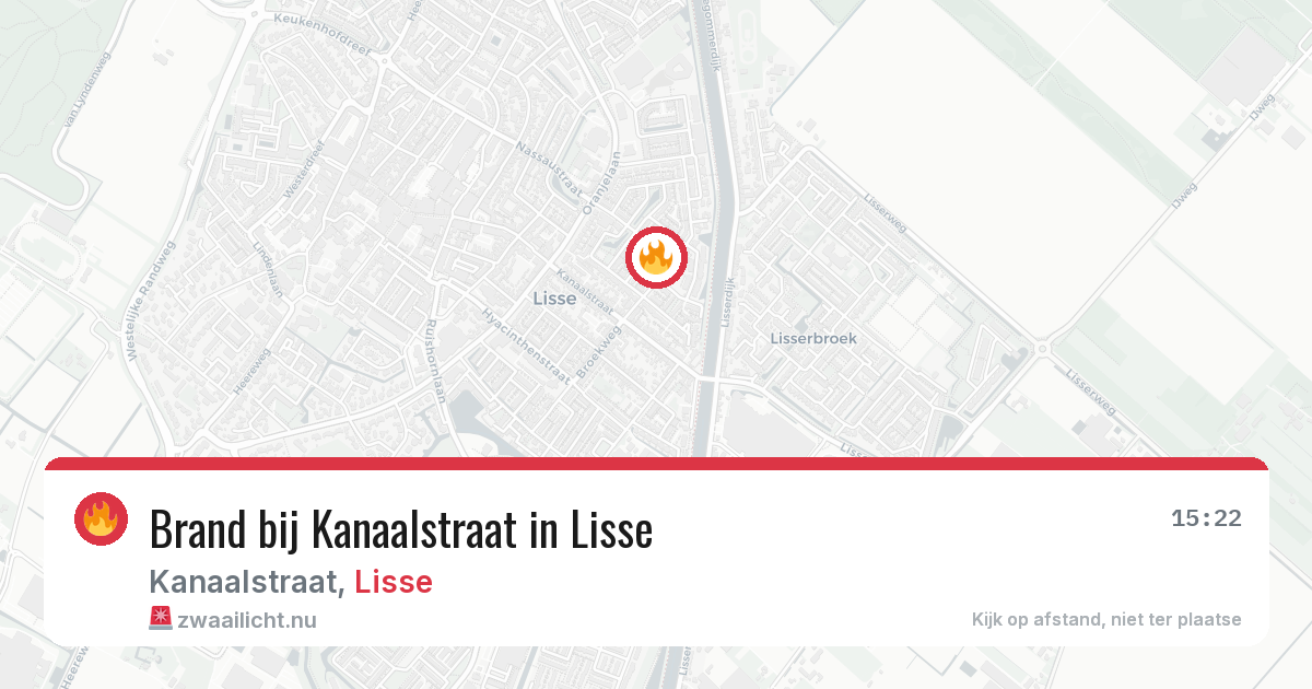 Brand bij Kanaalstraat in Lisse — 16 feb 2026