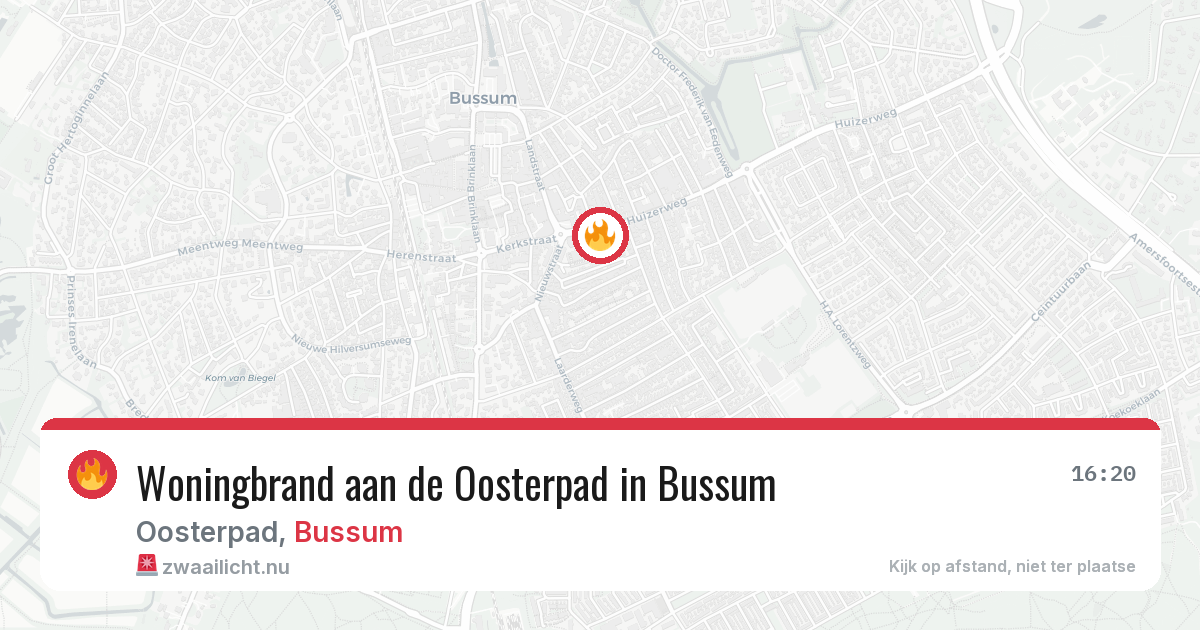 Woningbrand aan de Oosterpad in Bussum — 13 jul 2026