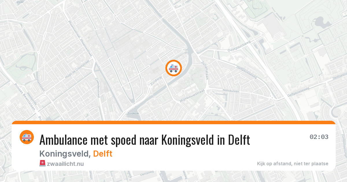 Ambulance met spoed naar Koningsveld in Delft — 12 jul 2026