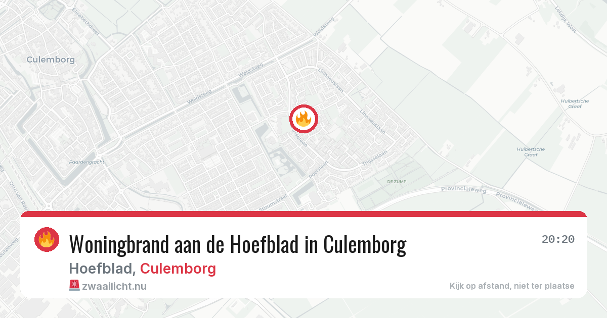 Woningbrand aan de Hoefblad in Culemborg — 20 mrt 2026
