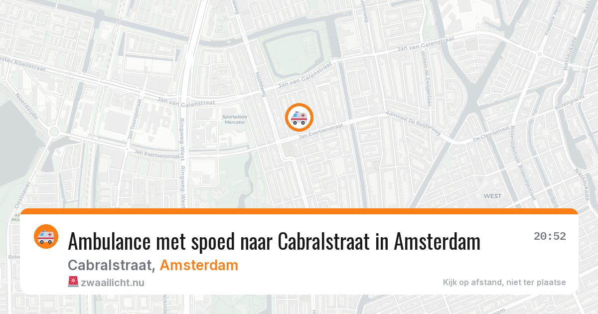 Ambulance met spoed naar Cabralstraat in Amsterdam — 21 mrt 2026