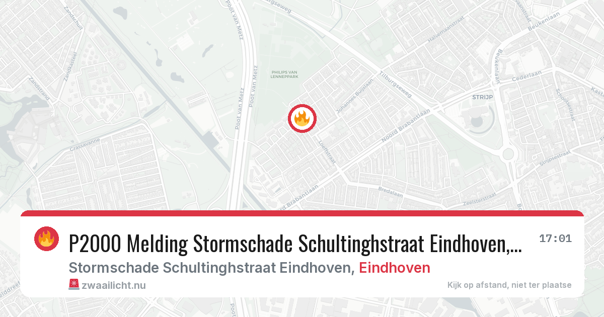P2000 Melding Stormschade Schultinghstraat Eindhoven, Eindhoven — 6 mei 2026