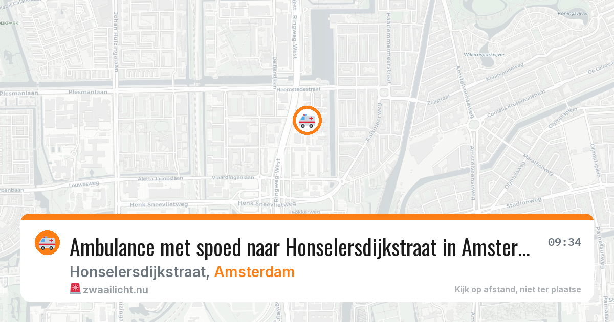 Ambulance met spoed naar Honselersdijkstraat in Amsterdam — 26 apr 2026