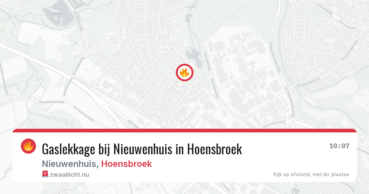 Gaslekkage bij Nieuwenhuis in Hoensbroek — 31 mrt 2026