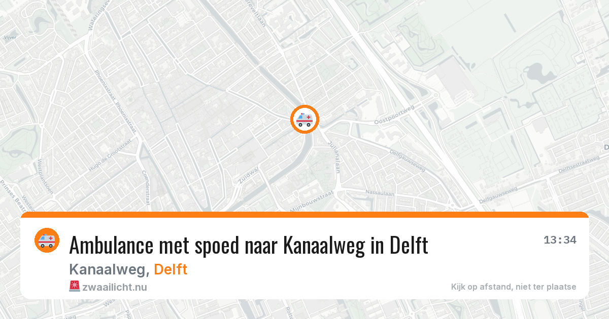 Ambulance met spoed naar Kanaalweg in Delft — 22 mei 2026