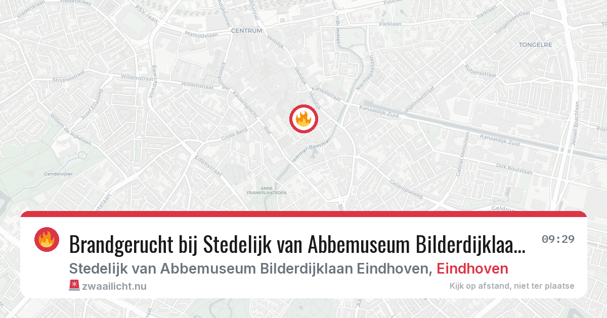 Brandgerucht bij Stedelijk van Abbemuseum Bilderdijklaan Eindhoven in Eindhoven — 1 apr 2026