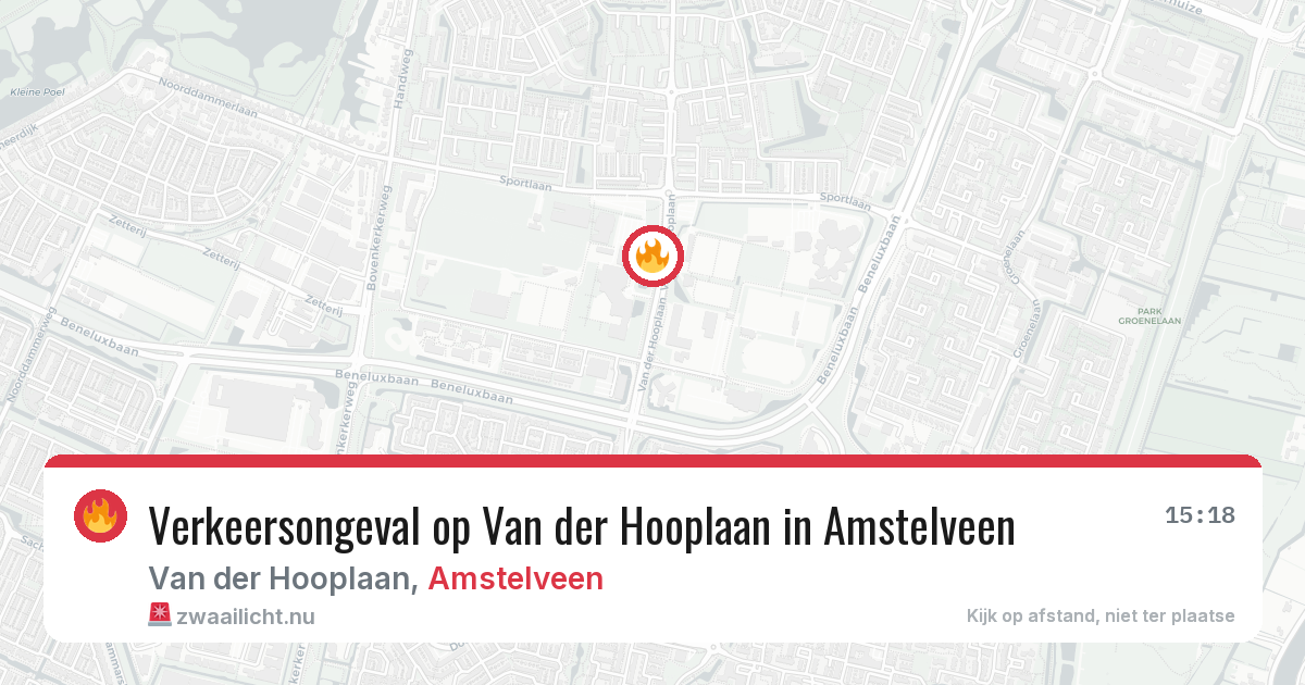 Verkeersongeval op Van der Hooplaan in Amstelveen — 16 jul 2026