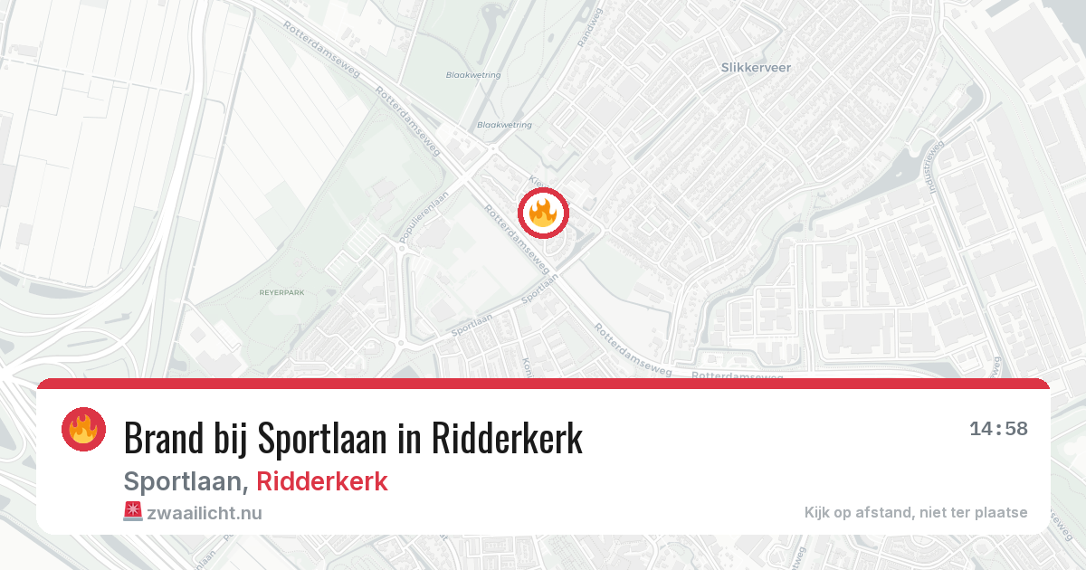 Brand bij Sportlaan in Ridderkerk — 18 mei 2026