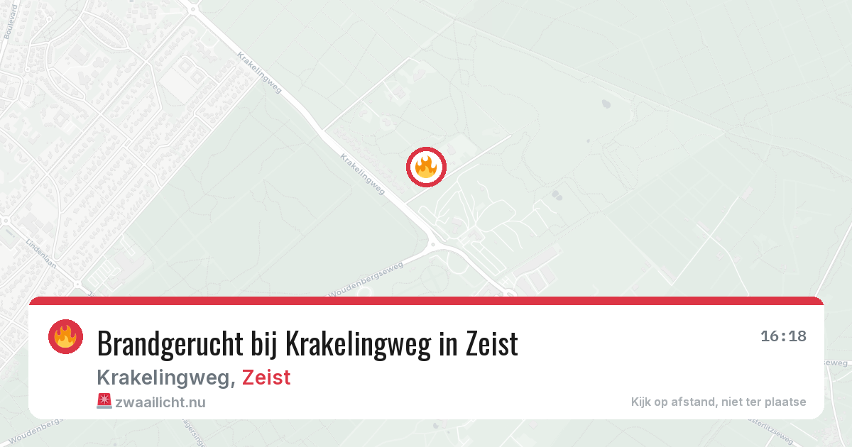 Brandgerucht bij Krakelingweg in Zeist — 14 mrt 2026