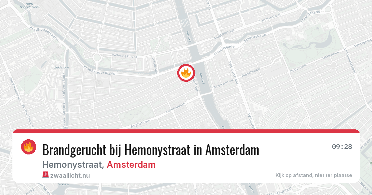 Brandgerucht bij Hemonystraat in Amsterdam — 17 jul 2026