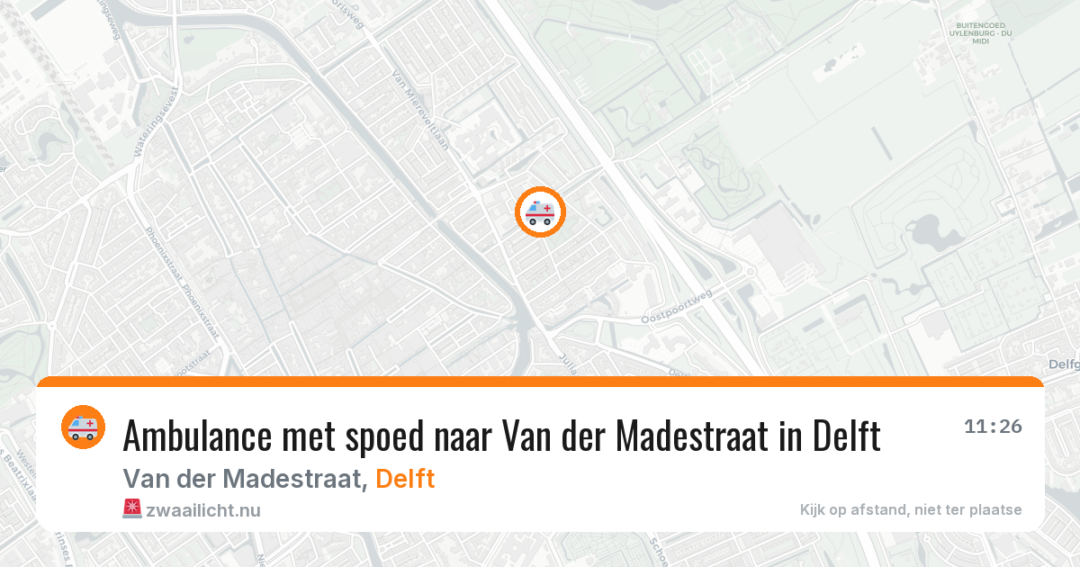 Ambulance met spoed naar Van der Madestraat in Delft — 25 mrt 2026