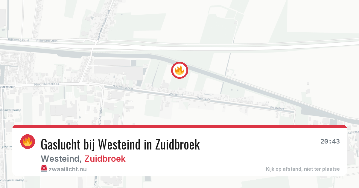 Gaslucht bij Westeind in Zuidbroek — 22 jul 2026