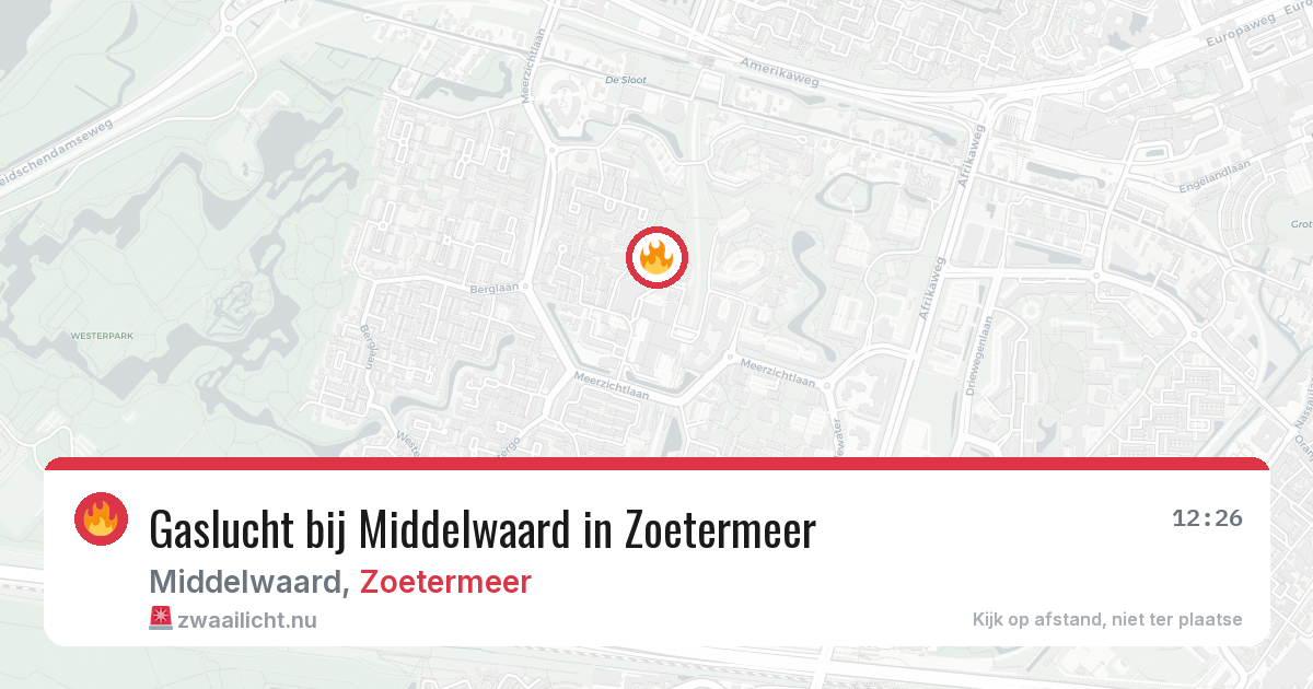 Gaslucht bij Middelwaard in Zoetermeer — 15 jul 2026