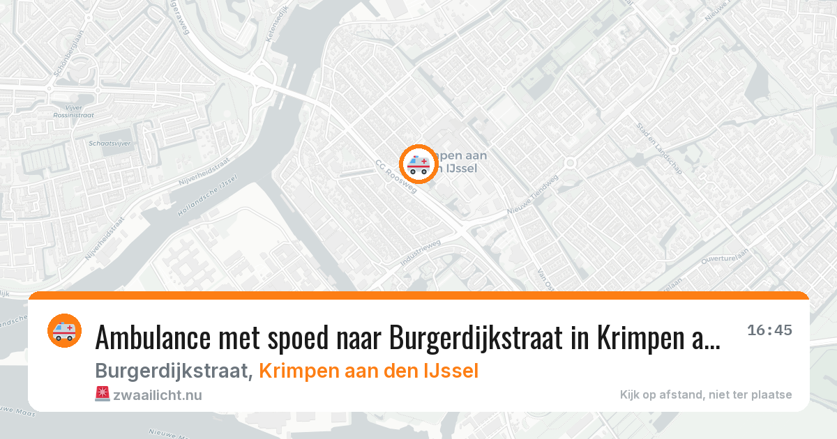 Ambulance met spoed naar Burgerdijkstraat in Krimpen aan den IJssel — 23 jul 2026