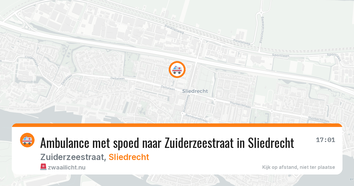 Ambulance met spoed naar Zuiderzeestraat in Sliedrecht — 20 apr 2026