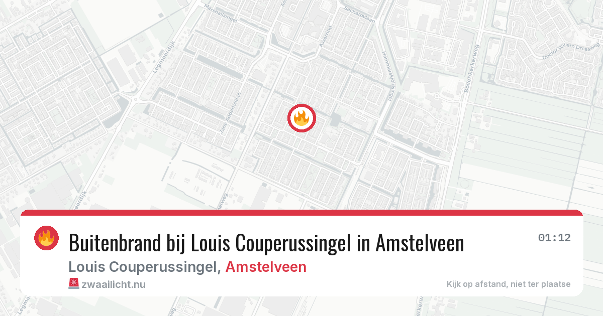 Buitenbrand bij Louis Couperussingel in Amstelveen — 10 jul 2026