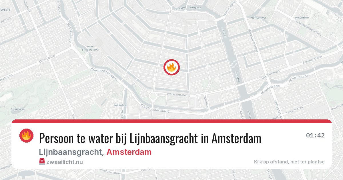 Persoon te water bij Lijnbaansgracht in Amsterdam — 26 mrt 2026