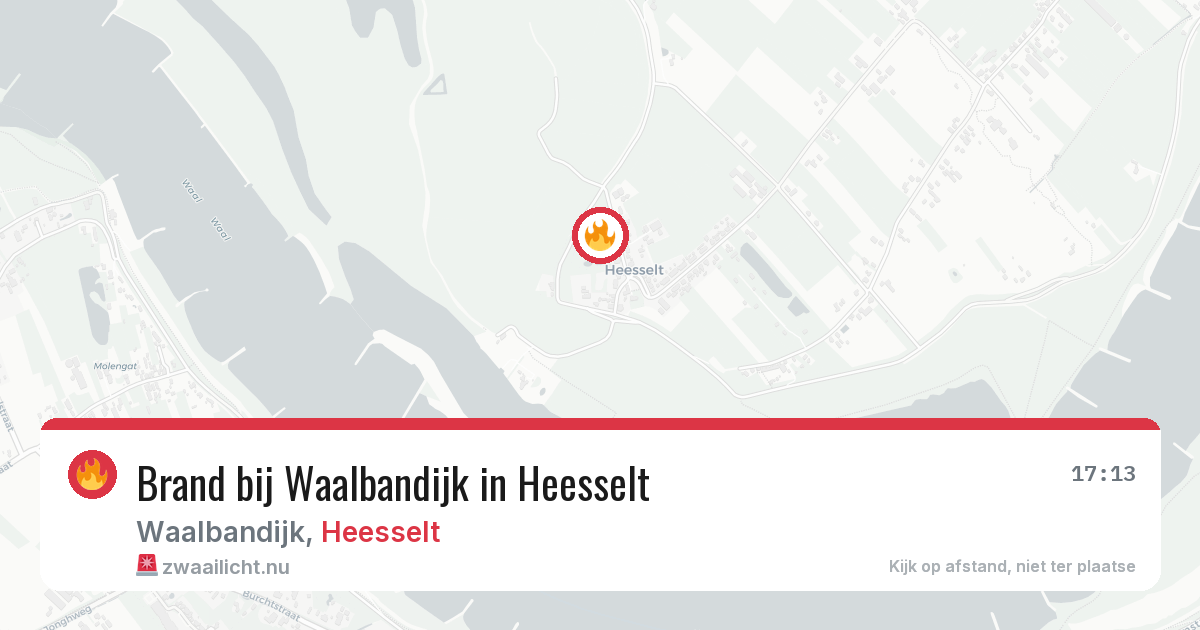Brand bij Waalbandijk in Heesselt — 13 jul 2026