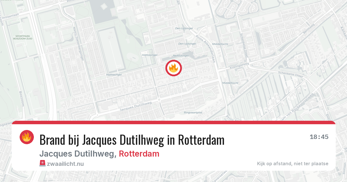 Brand bij Jacques Dutilhweg in Rotterdam — 20 jul 2026