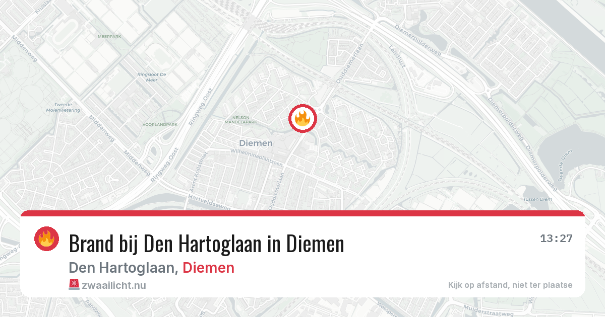 Brand bij Den Hartoglaan in Diemen — 20 mei 2026