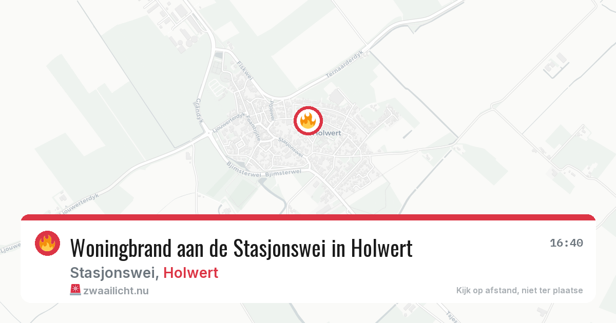 Woningbrand aan de Stasjonswei in Holwert — 15 feb 2026
