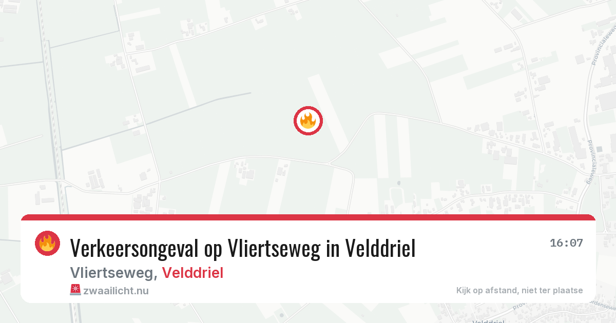 Verkeersongeval op Vliertseweg in Velddriel — 18 jul 2026