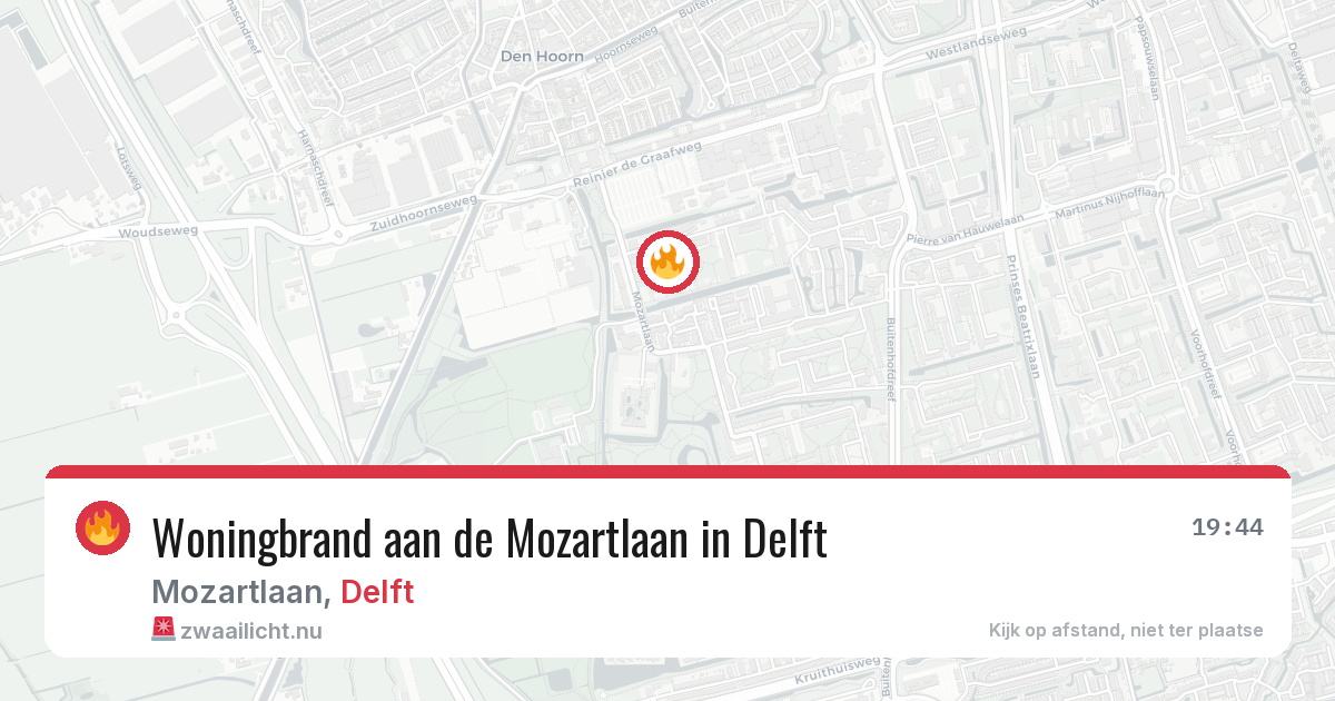 Woningbrand aan de Mozartlaan in Delft — 25 mei 2026
