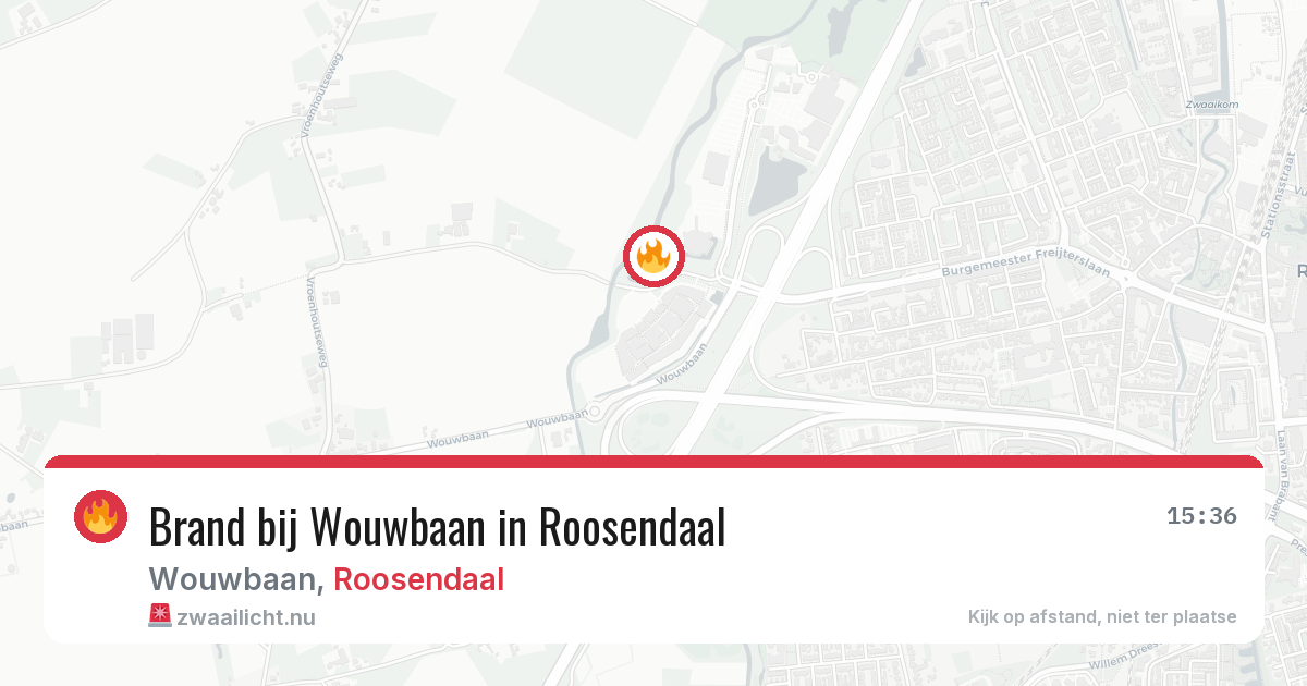 Brand bij Wouwbaan in Roosendaal — 15 jul 2026