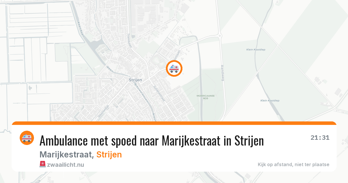 Ambulance met spoed naar Marijkestraat in Strijen — 22 mrt 2026