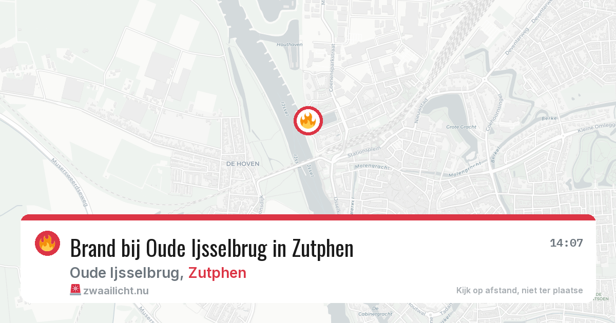 Brand bij Oude Ijsselbrug in Zutphen — 21 jul 2026
