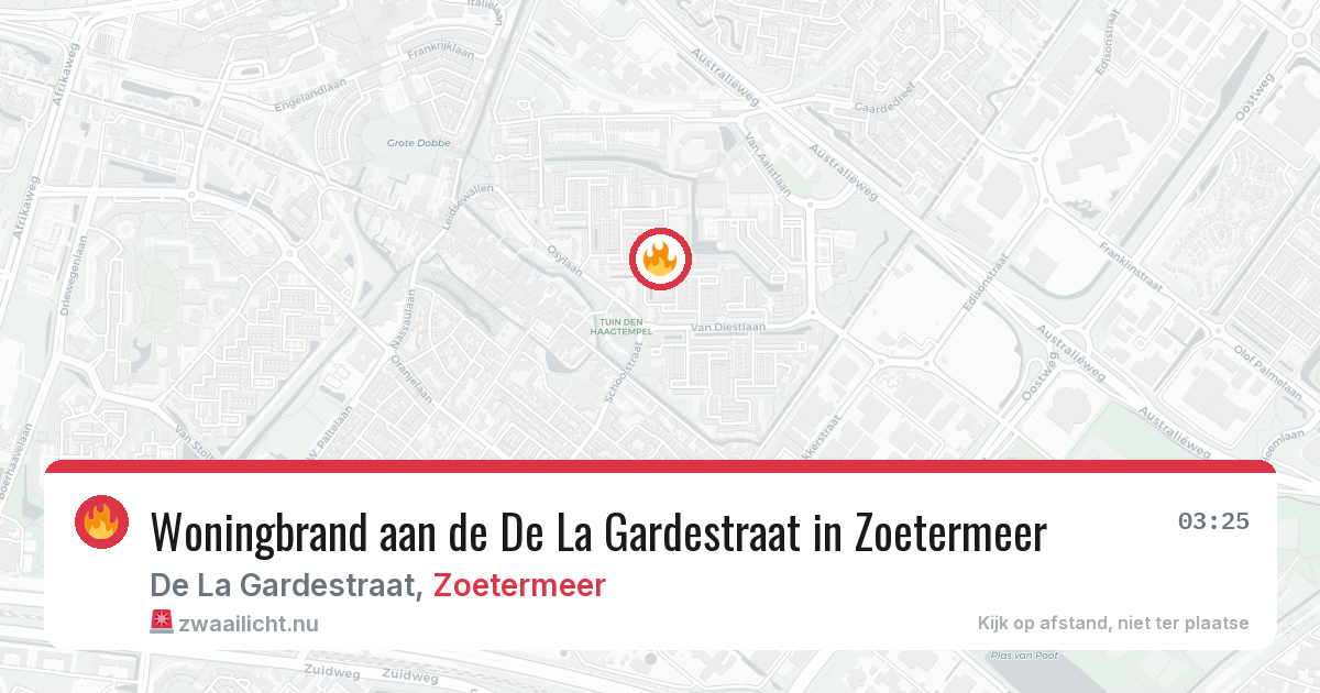 Woningbrand aan de De La Gardestraat in Zoetermeer — 21 jul 2026