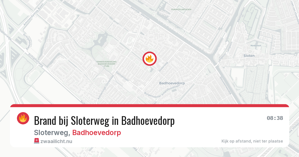 Brand bij Sloterweg in Badhoevedorp — 20 jul 2026