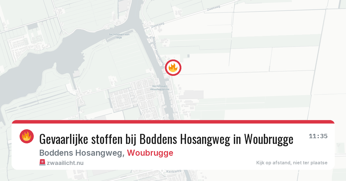 Gevaarlijke stoffen bij Boddens Hosangweg in Woubrugge — 1 apr 2026