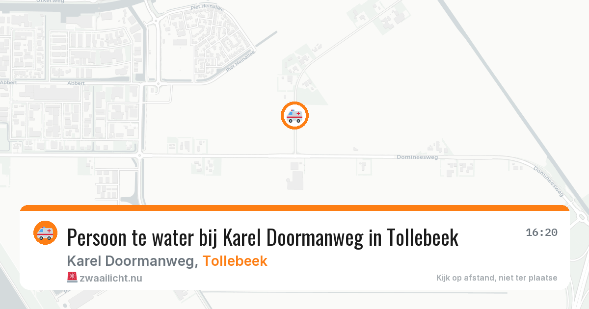 Persoon te water bij Karel Doormanweg in Tollebeek — 8 feb 2026