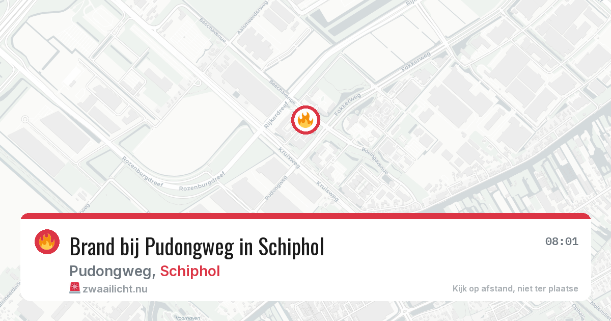 Brand bij Pudongweg in Schiphol — 21 jul 2026