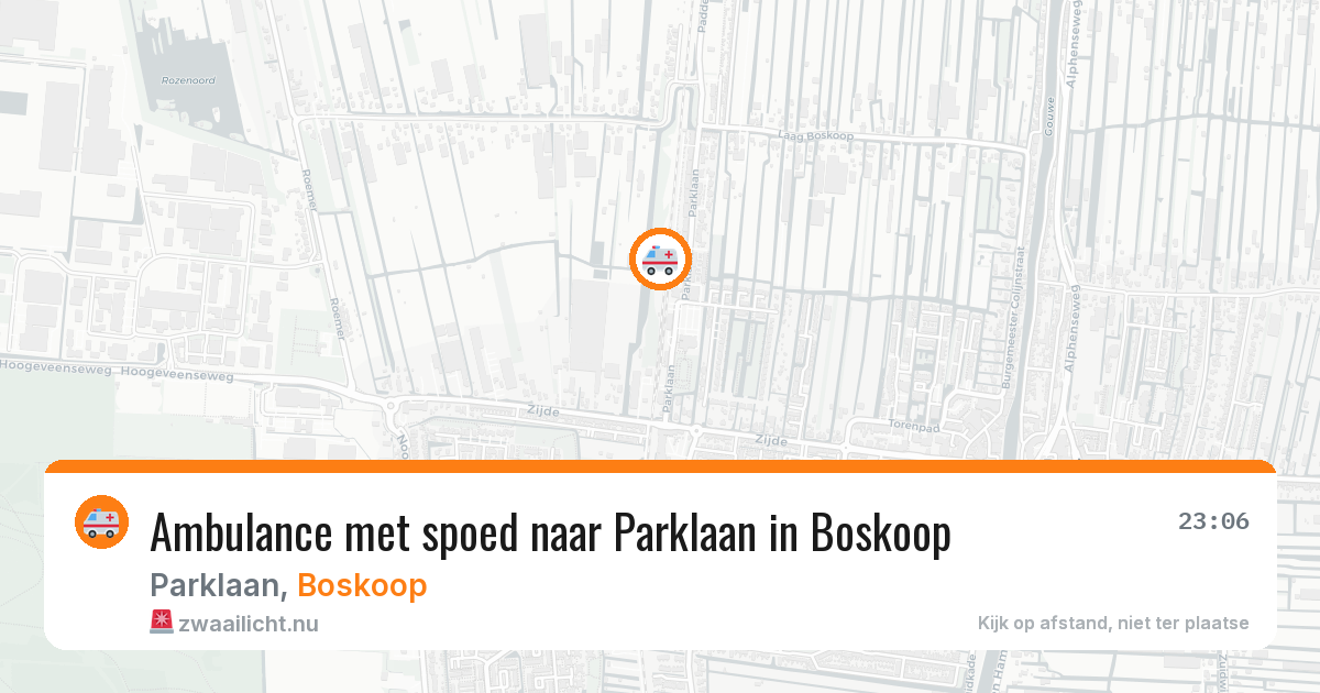 Ambulance met spoed naar Parklaan in Boskoop — 20 apr 2026
