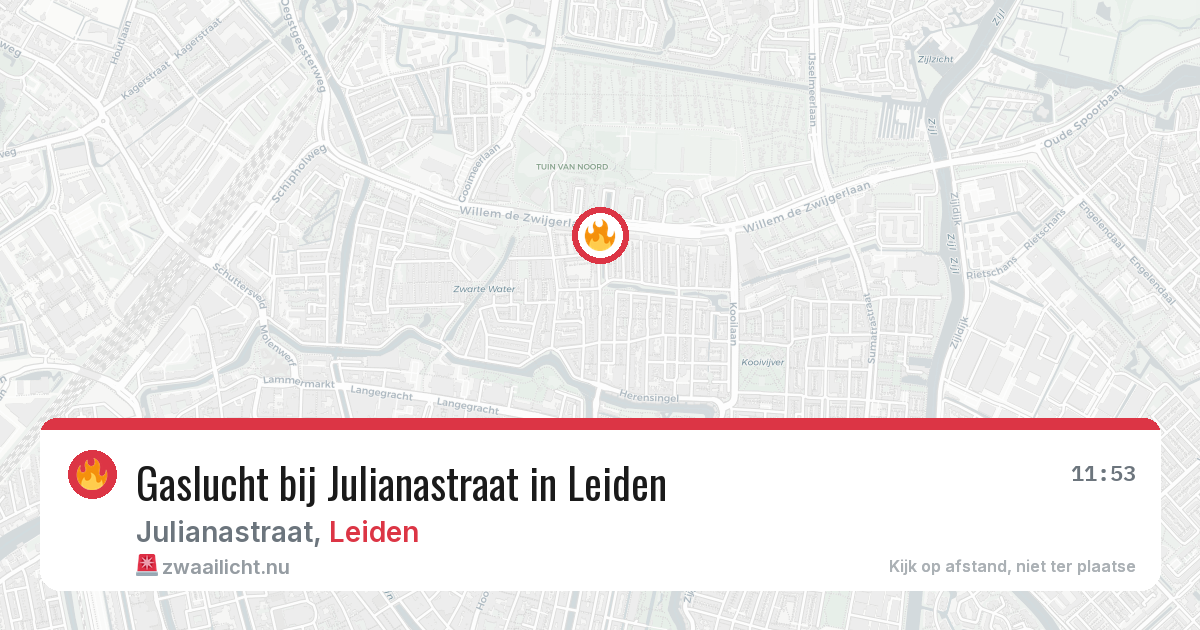 Gaslucht bij Julianastraat in Leiden — 26 feb 2026
