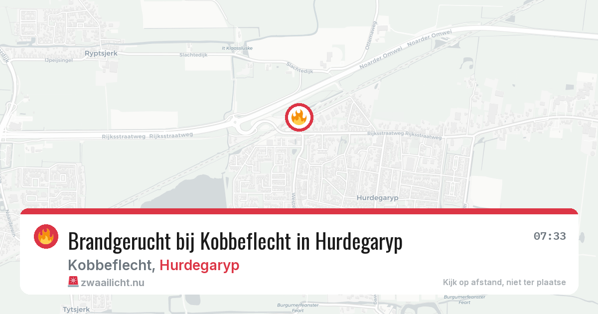 Brandgerucht bij Kobbeflecht in Hurdegaryp — 22 apr 2026