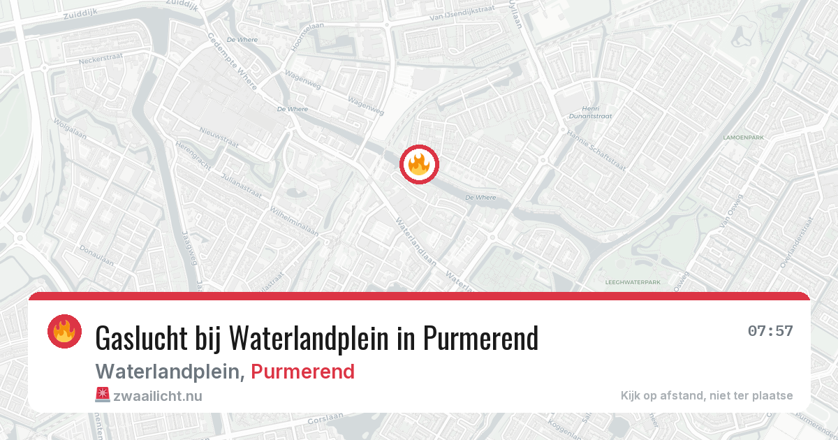 Gaslucht bij Waterlandplein in Purmerend — 19 mei 2026