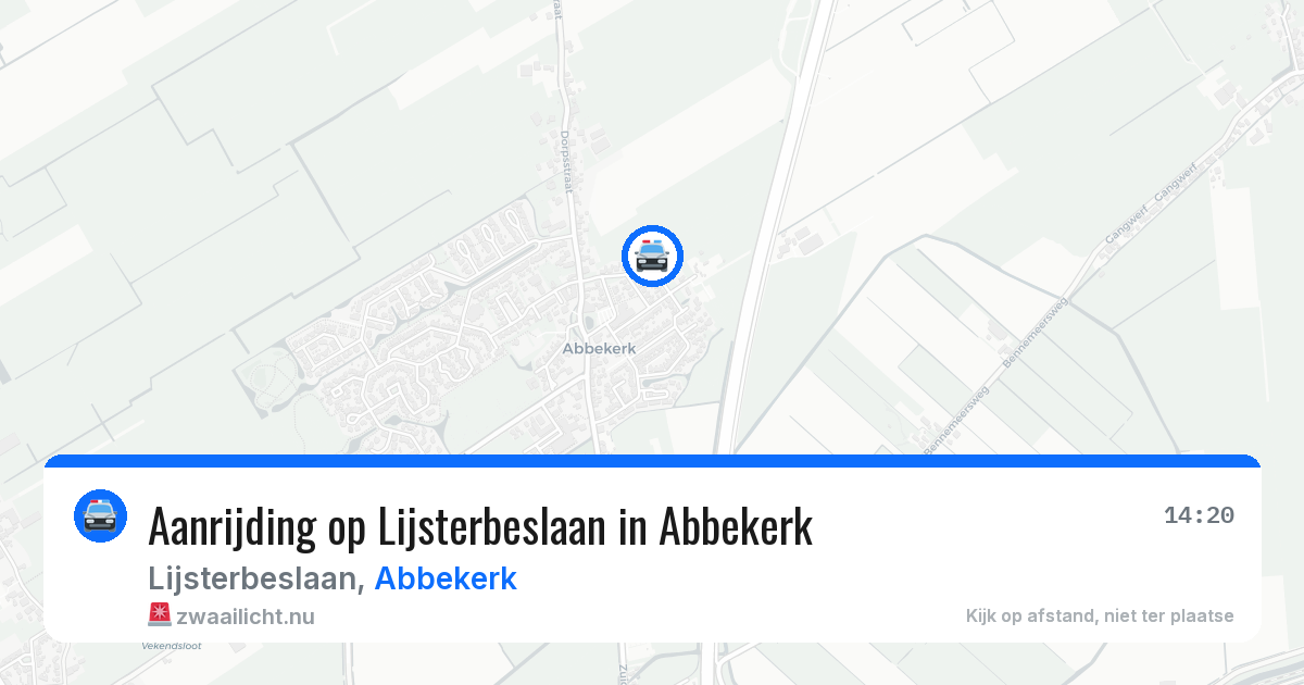 Aanrijding op Lijsterbeslaan in Abbekerk — 27 jun 2026