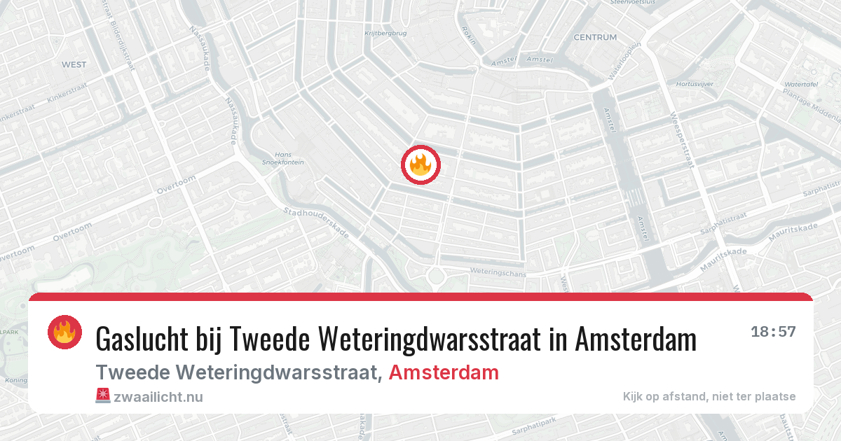 Gaslucht bij Tweede Weteringdwarsstraat in Amsterdam — 19 jul 2026