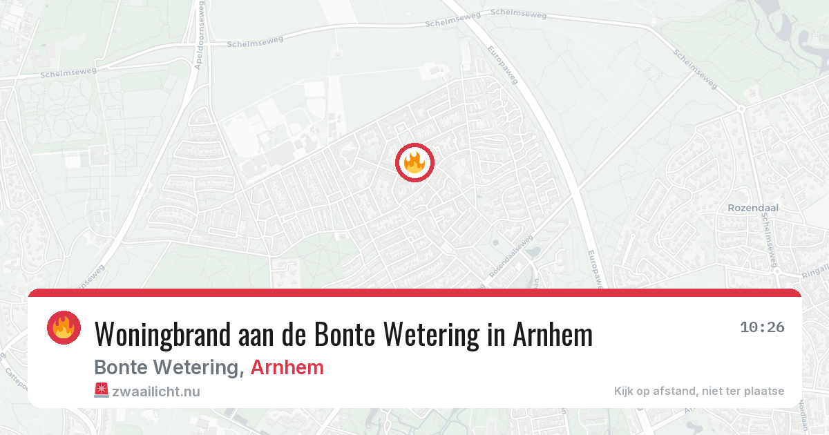 Woningbrand aan de Bonte Wetering in Arnhem — 18 mrt 2026