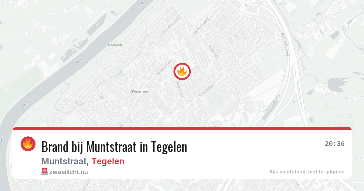 Brand bij Muntstraat in Tegelen — 13 apr 2026