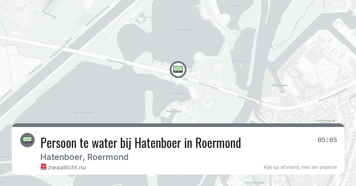 Persoon te water bij Hatenboer in Roermond — 24 mei 2026